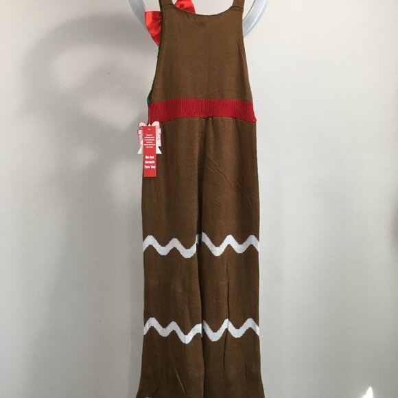 NWT EYESHADOW Gingerbread Woman Cookie Peppermint Mitten Christmas Knit Overalls - Picture 11 of 16